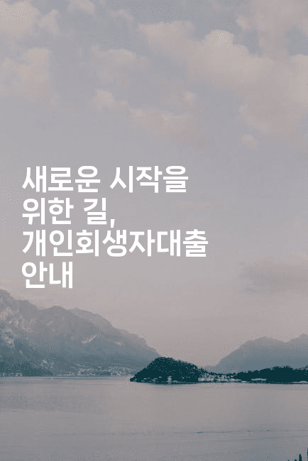 새로운 시작을 위한 길, 개인회생자대출 안내